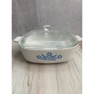 Vintage Corning Ware Blue Cornflower P-1-B 1 qt Casserole with Glass Lid
